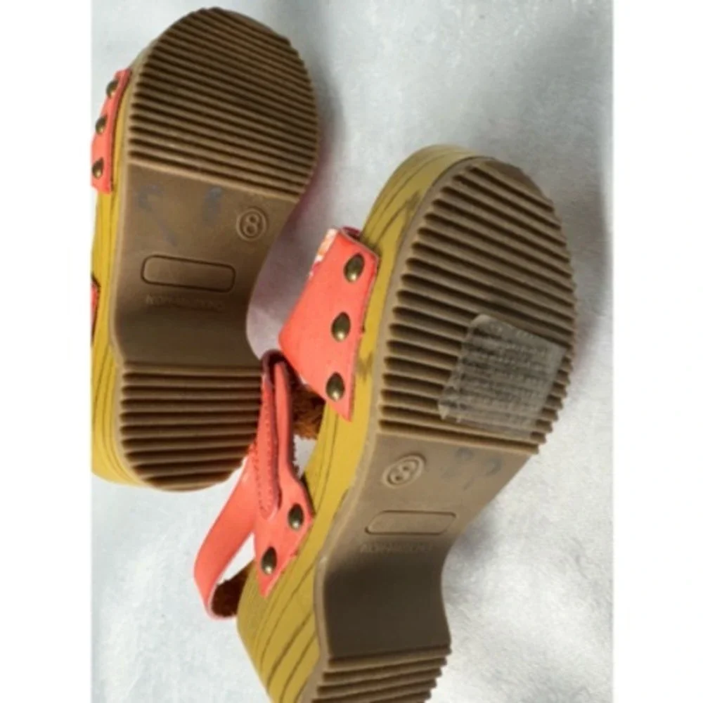 Genuine Baby By OshKosh Clog Sandals Baby Girl's 8 Pink Floral‎ Hook & Loop Bow
